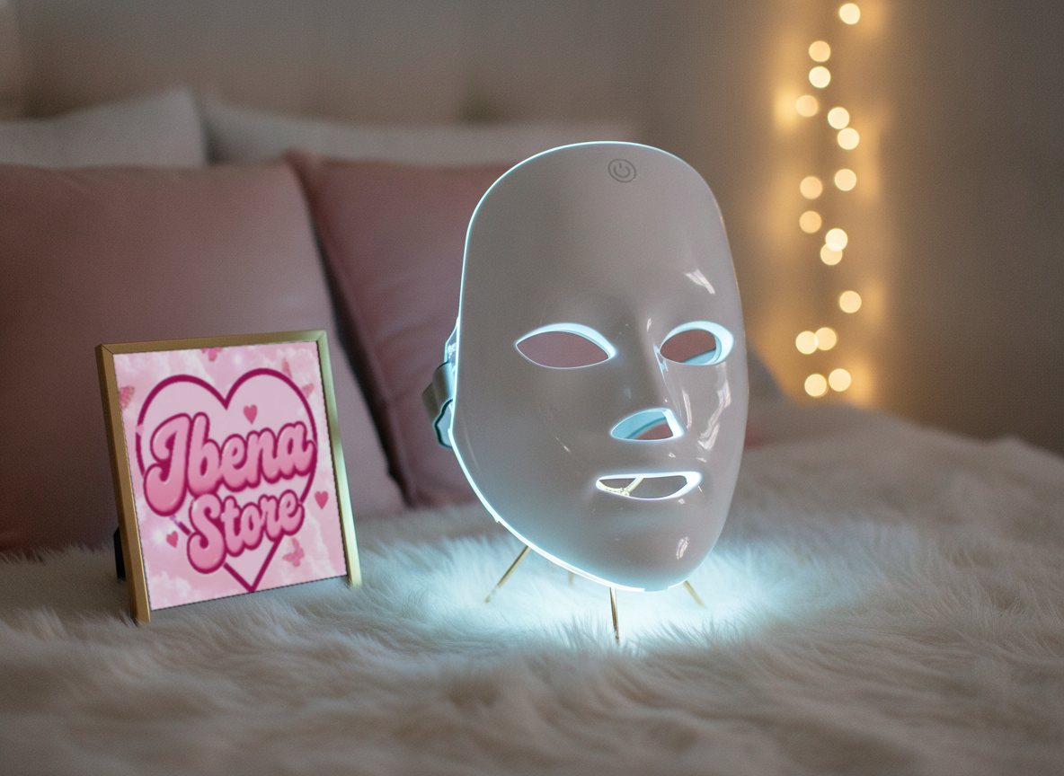 Masque LED IBENA allumé en lumière blanc