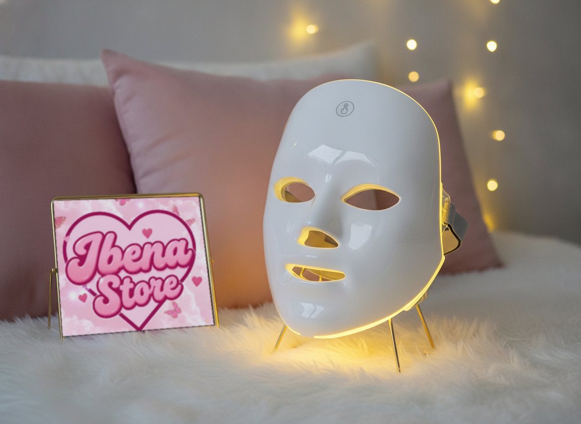 Masque LED IBENA allumé en lumière jaune