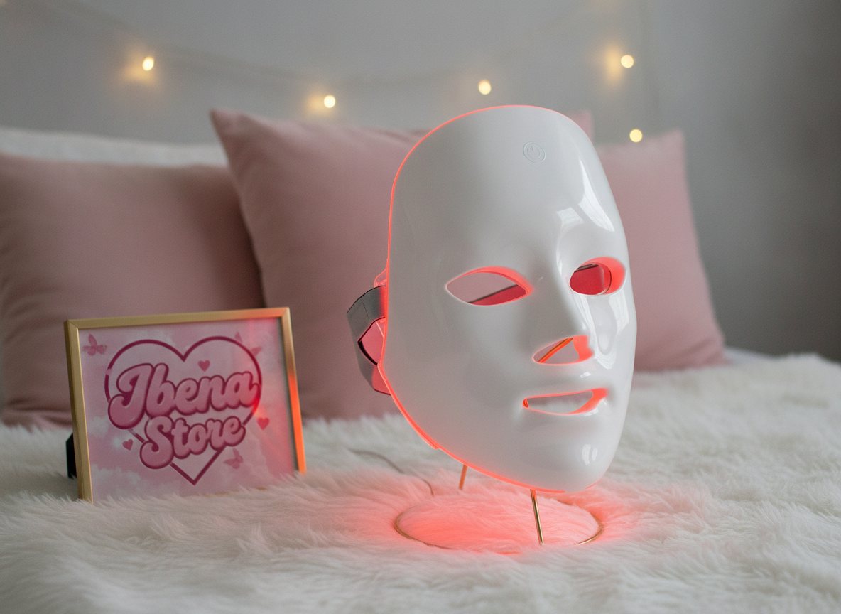 Masque LED IBENA allumé en lumière rouge