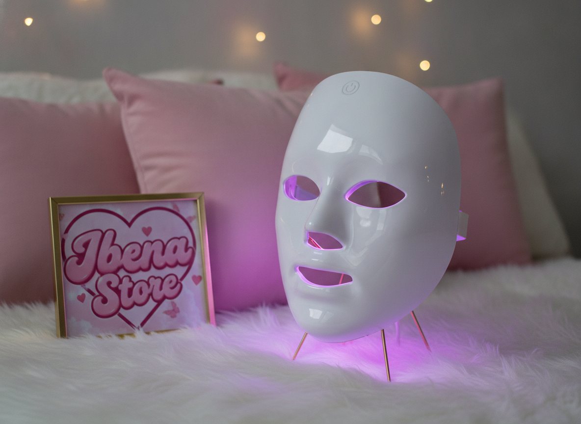 Masque LED IBENA allumé en lumière violet